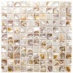 SMA-03-25 Мозаика из ракушки Natural Shell бежевый светлый квадрат глянцевый
