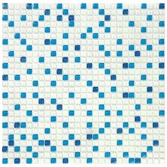 VSK-06 Стеклянная мозаика чип 10 мм Vidromar Spark голубой белый светлый квадрат Natural Mosaic