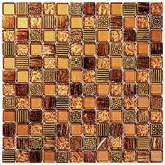 BDA-2319 Мозаика из стекло мрамор агломерат Natural Inka оранжевый квадрат