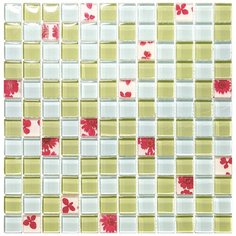 KDS-57 Мозаика из стекла Natural Flowers зеленый квадрат глянцевый