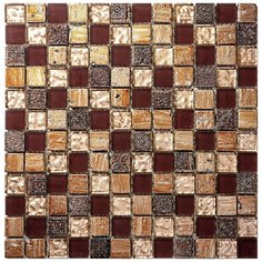 BDA-2322 Мозаика из стекла травертина и агломерата Natural Inka коричневый квадрат