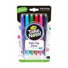 6 смываемых ультратонких фломастеров Take Note Crayola