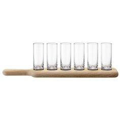 Набор из 6 стопок и деревянной подставки Paddle 40 см прозрачное стекло Lsa