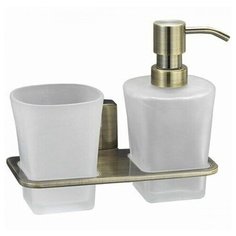 Стакан для зубных щеток с дозатором жидкого мыла WasserKRAFT Exter K-5289 Светлая бронза