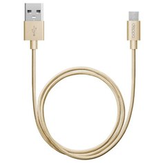 Дата- кабель Deppa USB - micro USB, алюминий/нейлон, 1.2м, золото