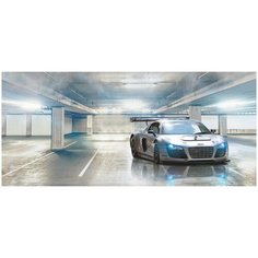 Фотообои Современная спортивная машина AUDI в городе / Красивые уютные обои на стену в интерьер комнаты/ 3Д расширяющие пространство над кроватью или над столом/ На кухню в спальню детскую зал гостиную прихожую/ размер 600х270см/ Флизелиновые