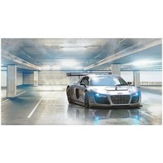 Фотообои Современная спортивная машина AUDI в городе / Красивые уютные обои на стену в интерьер комнаты/ 3Д расширяющие пространство над кроватью или над столом/ На кухню в спальню детскую зал гостиную прихожую/ размер 500х270см/ Флизелиновые
