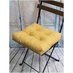 Подушка для сидения на стул без завязок MATEX VELOURS горчичный, чехол не съемный, ткань велюр, 40х40 см Матекс