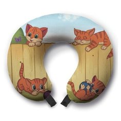 Подушка для шеи Ambesonne Игривые котята, коричневый