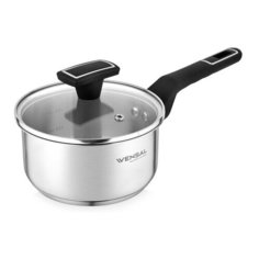Ковш с крышкой Vensal Velours noir из нержавеющей стали 1,6л (16см), арт. VS1500