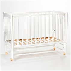 Кровать детская для новорожденных Mr Sandman Pocket Base с маятником и съёмной стенкой из износостойкого бука, 120х60 см, цвет белый.