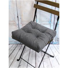 Подушка для сидения на стул без завязок MATEX VELOURS серый, чехол не съемный, ткань велюр, 40х40 см Матекс