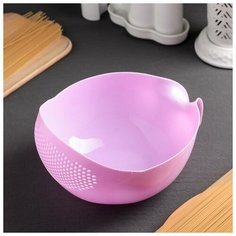 Дуршлаг с ручкой Skiico Kitchenware d=17 см / Пластиковый дуршлаг Розовый