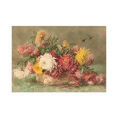 Канва/ткань с рисунком Gamma Хризантемы в корзине 30 х 39 см