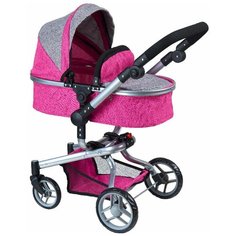 Melobo Коляска- трансформер для кукол цикламеновый меланж с отделкой 9695/цвeт№3 с 3 лет