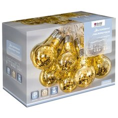 Электрогирлянда "Лампочки золотые", 1,8 м, 10 тёплых белых светодиодов с насадками, для использования внутри помещений Glos