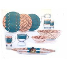 Столовый сервиз AMB WOODIE TURQUOISE 46предметов 6 персон Luminarc