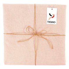 Кухонный текстиль TKANO Скатерть на стол из умягченного льна с декоративной обработкой цвета пыльной розы Essential, 143х250