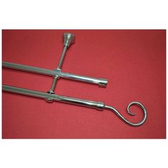 Карниз двухрядный Крюк, диаметром 16 мм (140 см, Хром глянец) Мастер Плюс