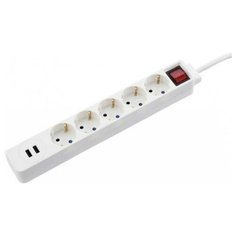 HAMA Удлинитель HAMA H-137350 1.4 м 5 розеток 2xUSB
