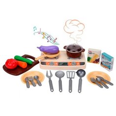 Кухня детская игровая со звуком технок с электронным модулем / посуда детская игрушечная / посуда детская набор / пластиковая посуда детская игрушечная набор / кухонный набор детский / детский кухонный набор / плита детская игровая / детская кухня игр
