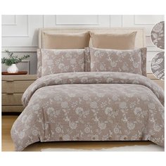 Постельное белье евростандарт Cleo Cotton jacquard 015-CJ, сатин-жаккард, 4 наволочки: 50 х 70 и 70 х 70 см, бежевый