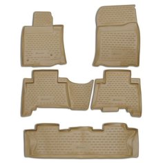 Коврики в салон TOYOTA Land Cruiser Prado 12/2009-2013, 5 шт 7 мест. (полиуретан, бежевые) Element