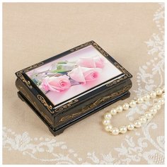 Шкатулка «Розовые розы», 8×10 см, лаковая миниатюра 2566810 Сима ленд