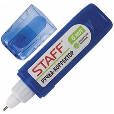STAFF Ручка-корректор, плоский корпус 6 мл синий