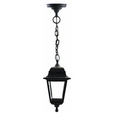 Уличный светильник-фонарь подвесной Apeyron 11-13 ЧЕР НСУ 04-60-001 адель. Садово-парковый светильник в виде черного четырехгранного фонаря. Декоративное уличное освещение. Рассеиватель из прозрачного стекла Е27 / IP44 / 60Вт / 220В