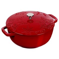 Кокот "Зимний" 24 см, объем 3,75 л, материал эмалированный чугун, цвет вишневый, Staub, 11312406