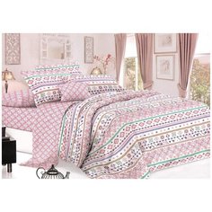 Постельное белье евростандарт Cleo Pure cotton 173-PC, поплин, 4 наволочки: 50 х 70 и 70 х 70 см, белый/розовый