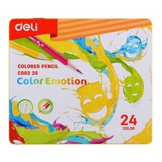 DELI Карандаши цветные Deli EC00225 Color Emotion липа 24цв. мет. кор.