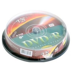 VS Диски DVD+R double layer VS 8x 8.5Gb CakeBox 10шт Printable 62070