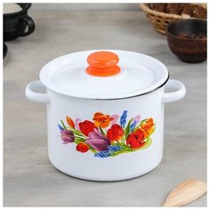 Кастрюля 3,5 л цил "Тюльпан Май" 5177607 Сибирские товары