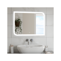 Зеркало Континент Fantasy LED (80*60 см, LED подсветка, сенсорный выключатель, часы, антизапотевание)