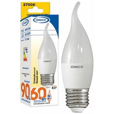 Лампа светодиодная IONICH "свеча на ветру" ILED-SMD2835-CW37-6Вт-540Лм-220В-2700К-E27