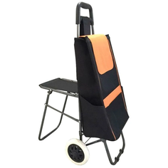 Тележка с сумкой Рыжий кот C201, 25 кг, с откидным стулом