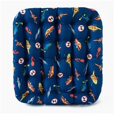 Подушка на стул ортопедическая для детей и взрослых BIO-TEXTILES "машинки" 40*40 с лузгой гречихи