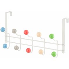 Вешалка на дверь 34х12х20 см EL Casa Белая с 10 крючками с цветными шариками синими серыми красными бежевыми зелеными