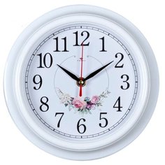 Часы настенные "Венок из роз" круг d=21см, корпус белый, 2121-139 Рубин