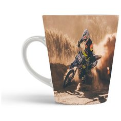 Кружка-латте CoolPodarok Мотоцикл Мотоциклист Ралли Занос Песок