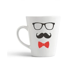 Кружка-латте CoolPodarok "усы с очками бабочка"