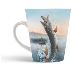 Кружка-латте CoolPodarok Рыбалка. Щука