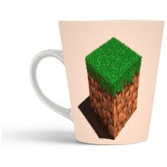 Кружка-латте CoolPodarok Minecraft Майнкрафт (куб на белом фоне)