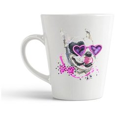 Кружка-латте CoolPodarok Животные собака в очках с бабочкой