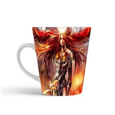 Кружка-латте CoolPodarok blood magic Рыжая девушка Меч Доспехи