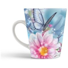 Кружка-латте CoolPodarok Бабочка и цветок 2