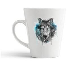 Кружка-латте CoolPodarok Волк рисунок акварель арт