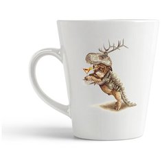 Кружка-латте CoolPodarok Собака в костюме динозавра коктейль